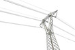 © Alberto Masnovo - Photography of a High voltage tower, power line with electric cables and insulators. Isolated on transparent or white background, png.