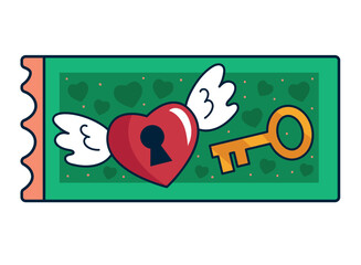 love coupon with heart flying