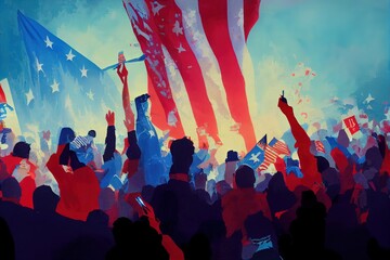 America, US, midterm, election celebration, graphic illustration, art