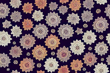 Wall Mural - seamless embroidered pattern in bohemian style. geometric print patchwork for textiles. handwork. et