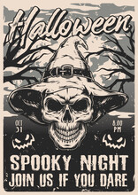 Halloween Night Monochrome Flyer Vintage