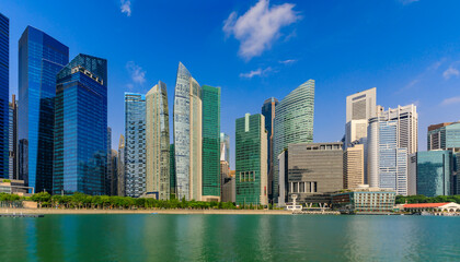 Wall Mural - Panorama with downtown skyscrapers in Singapore city business district