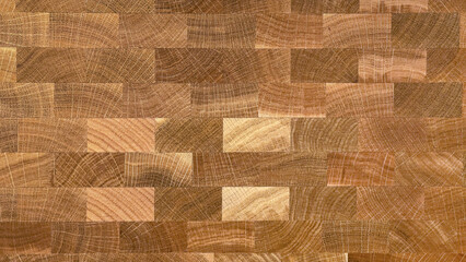Sticker - background and texture of cross section on oak wood furniture surface