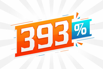 393% discount marketing banner promotion. 393 percent sales promotional design.