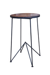 Wooden table steel legs.