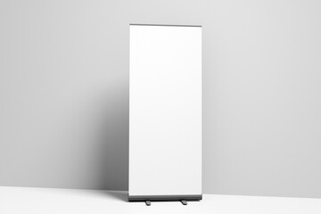 blank roll up banner display template for designers. 3d rendering