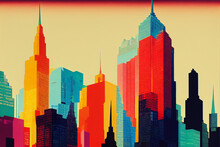 Pop Art New York City Colorful  Illustration 