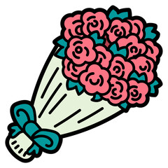 Sticker - flower bouquet filled color line