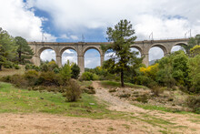 Railway Bridge That Crosses The Cofio River In The Sierra De Guadarrama, Madrid