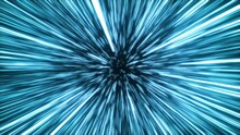 Hyperspace Jump. Flying Through The Universe Lightspeed Tunnel. Acceleration And Slowdown Of Abstract Spaceship Like Star Wars Effect. Speed Of Light Concept 4k. Frames 145-197 Are Loop-able