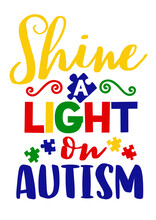 Shina A Light On Autism. Puzzle Clipart.  Stock Vector Design. Isolated Transparent Background.