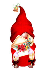 Cute christmas gnome with envelope
