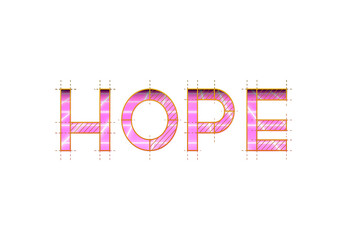 Isolated intricate text message, Hope (neon space travel lights style).
