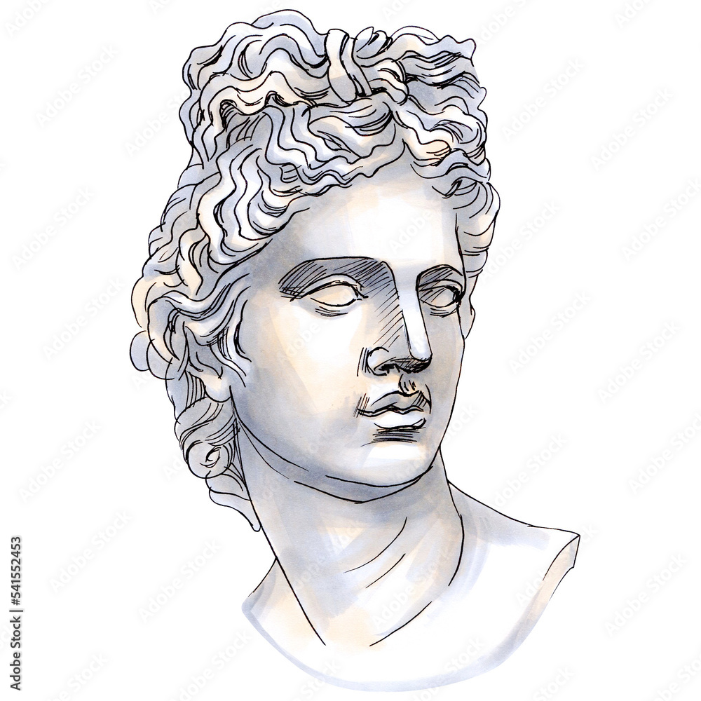 Hand Drawn Illustration Of Portrait Of Apollo Belvedere Sketch Markers hand-drawn-illustration-of-portrait-of-apollo-belvedere-sketch-markers