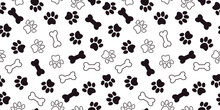 Seamless Pattern With Pet Paws And Bones. Vector Illustration Isolated On White Background. It Can Be Used For Wallpapers, Wrapping, Cards, Patterns For Clothes And Other.