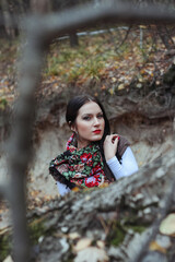 beautiful young woman in the forest