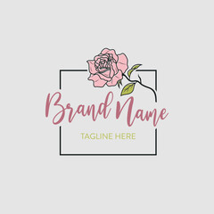 Wall Mural - vector company logo with flowers template