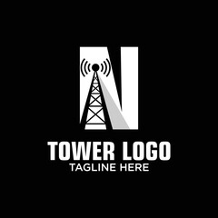 Wall Mural - Letter N Tower Logo Design Template Inspiration, Vector Illustration.