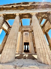 Sticker - Low angle shot of the columns of ancient Greek Temple of Hephaestus in Athens, Greece