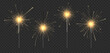 © WinWin - New year sparkler candle. Bengal fire for winter holidays party, gold sparks and glow light effect vector set