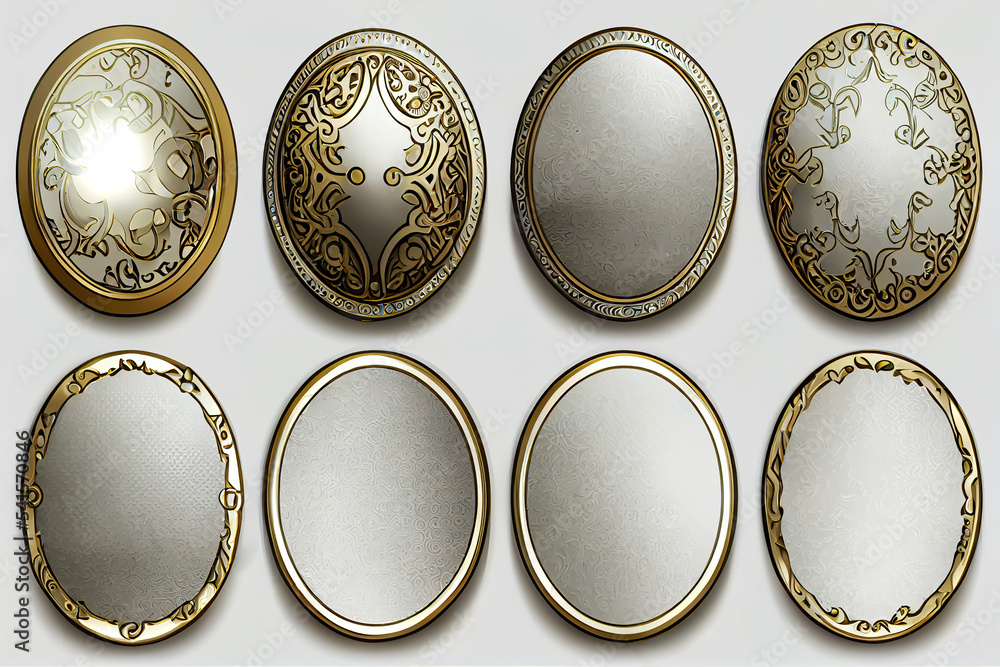 Ilustración de Stock Empty circle silver and gold frames in medieval ...