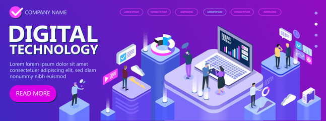 Concept of digital technology. Isometric vector illustration.