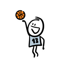 Basketball Player With Throwing Ball In The Basket In Jump.
