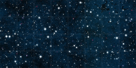 Realistic blue nebula and stars on night sky, extra wide seamless tiling texture, high resolution