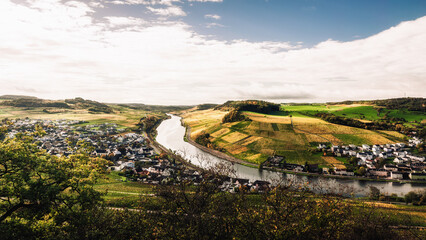 Wall Mural - Hiking in the autumn fall countryside of the Saarland in Golden October Germany, Europe