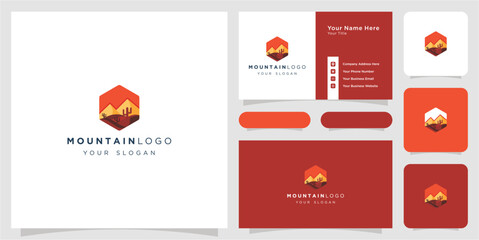 Wall Mural - mountain logo business card template