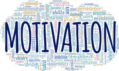Wall Mural - Motivation word cloud conceptual design isolated on white background.