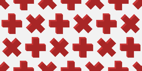 Fototapete - Red crosses are repeated across the canvas. Suitable for print and surface decoration.