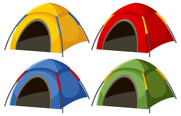 Wall Mural - camping tent in different colour set