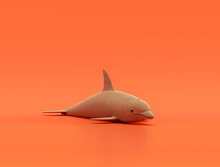 Dolphin Doll, Stuffed Fidh Made Of Fabric Single Fish From Angle View, Handmade Sea Animal, 3d Rendering