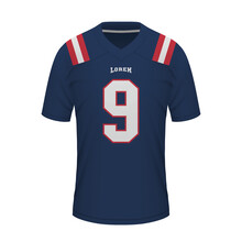 Realistic American football shirt of New England, jersey template