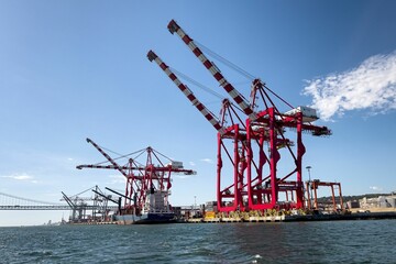 Canvas Print - View from a tour boat passing by the Port of Lisbon