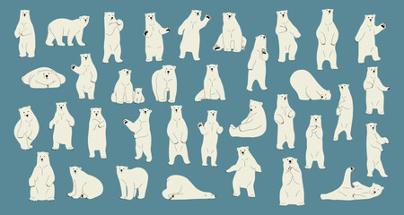Wall Mural - polar bear cute collection 1, vector illutration