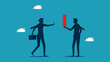Deny the risk. Businessman does not accept down arrow vector illustration