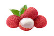 Lychee with leaves tropical fruit isolated on transparent png