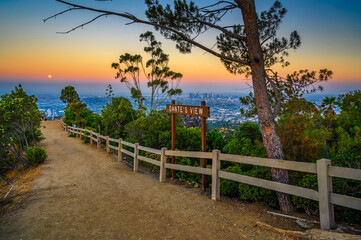 Fototapete - Los Angeles from Dante's View viewpoint in California photographed at sunset