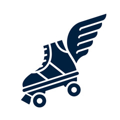 Poster - Flying roller skates with wings - vector