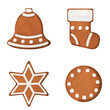 Gingerbread christmas cookies clipart. Christmas cookies gingerbread watercolor illustration.