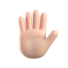 Wall Mural - Cartoon 3d hand with open palm gesture, hand waving or showing high five. 3d rendering