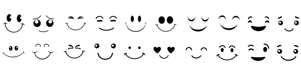 Wall Mural - Smiley Face icon vector set. Happy Face illustration sign collection. laugh symbol or logo.