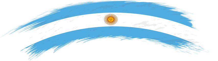 Wall Mural - Flag of Argentina in rounded grunge brush stroke.