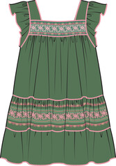 TEEN AND GIRLS WEAR WOVEN DRESS VECTOR ILLUSTRATION