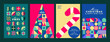 © Léo Alexandre - Merry Xmas card set. Covers, invitations, greeting cards or posters design. Vector illustrations for Christmas. Winter holidays.