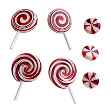 Set of Christmas lollipops with white and red color