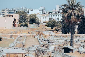 View of the old building ruins in Athens, Greece.