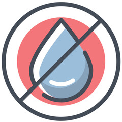 Wall Mural - wet, drop, moisture, no, water, icon, warning, sign, symbol, forbidden, prohibited, illustration, ban, stop, vector, prohibition, not